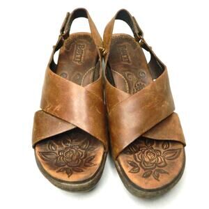 Born Leather Wedges Criss Cross Sandals Size us 10 / 42
